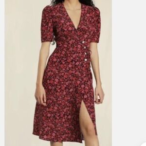 Rouje Red Floral Wrap Midi Dress